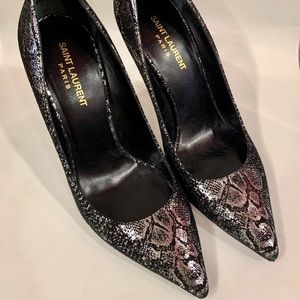 Saint Laurent Metallic Snake Print Pumps